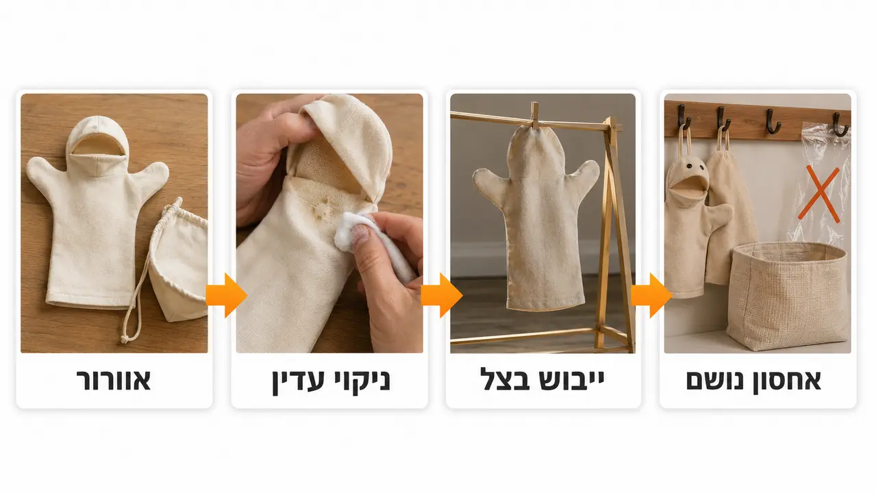 בובות בד מאוחסנות ומאווררות לפני שימוש חוזר בכיתה