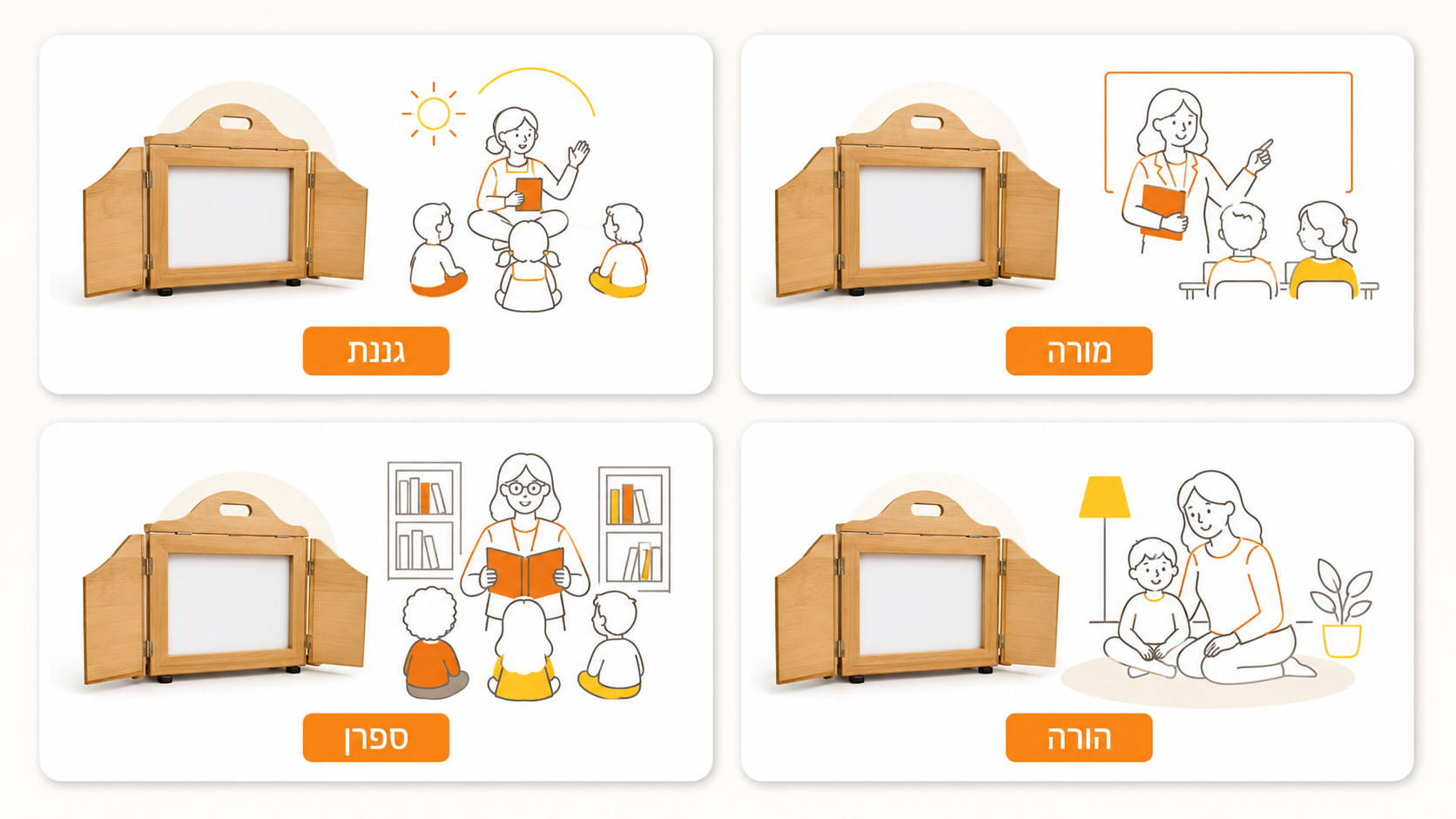 גננת מפעילה קמישיבאי מול קבוצת ילדים בגן