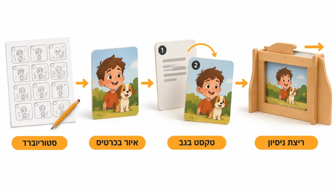 סטוריבורד וכרטיסי קמישיבאי בשלבי הכנה