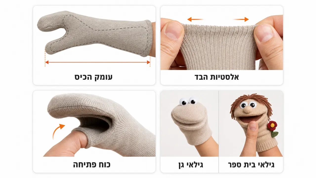 בחירת בובת גרב לפי היד שמפעילה אותה