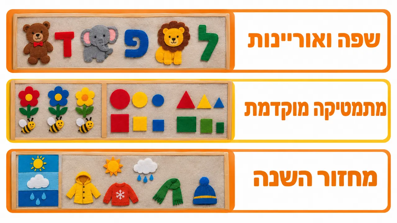 הוראת שפה ומתמטיקה מוקדמת עם לוח לבד פלנלוגרף